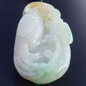 Certified Green Yellow Natural A Jade jadeite pendant Parrot Ruyi Flower